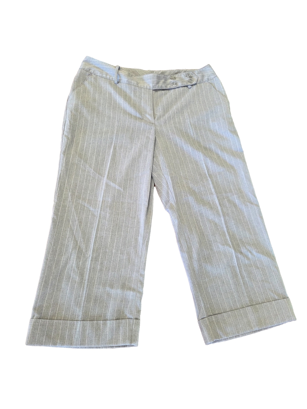 Worthington Light Gray & White Pinstripe Cropped Pants - Picture 1 of 10